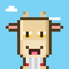 A pixel art goat character against a blue sky background, humorously representing "Cashmere Labs" as a play on words, with the goat mascot symbolizing the start of the CashmereLabs journey.