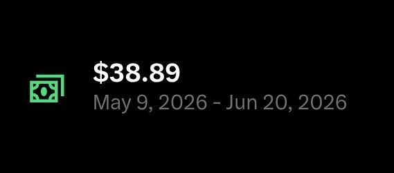 The image depicts a black screen with white text, including the numbers "33,979", "may 9 - 20,2026", and "100x leverage" written below the dollar sign and across the top of the screen. The background is a solid shade of gray, and there are no other texts or images present in the image.