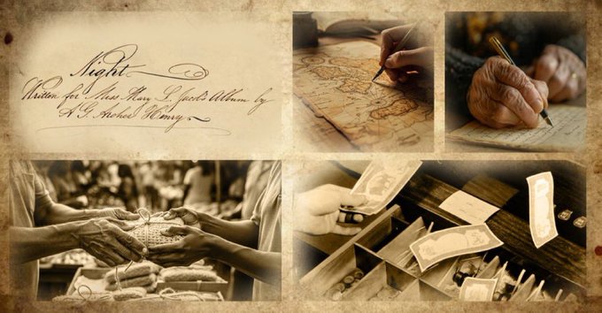 A sepia-toned collage showing hands writing and holding money, with text reading 'Sight Written for Joao from a Sports Album by A. S. Michael Wong'.