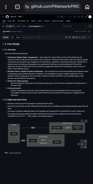 The image shows a GitHub repository page for "PiNetwork/PiRC" containing documentation about "2.2 Core Design" with sections on "Bootstrap Period" and "2.2.1 PiBootstrap," discussing Pi Network's launch process and baseline protocol. The accompanying post discusses why the Pi Core Team granted Baseline PiPower directly to long-term lockers rather than requiring them to purchase tokens on exchanges.
