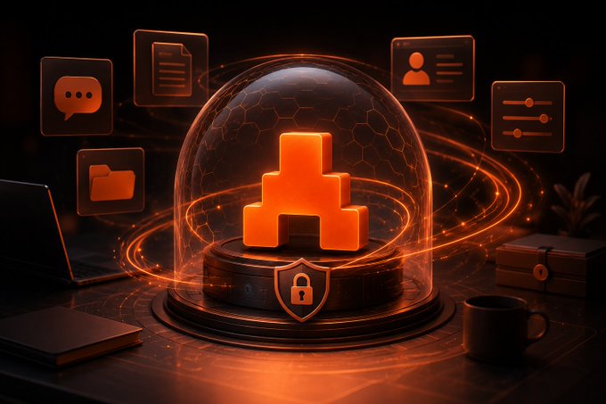 The image features a 3D rendering of a computer screen with various icons representing different aspects of an agent economy. The main focus is a glass dome containing a block-like structure, which appears to be a shield or padlock symbolizing protection for the agents within the system. The surrounding elements include a laptop and a cup on a table, suggesting that this digital world operates in a real-life setting with tangible objects around it.

The post discusses the concept of an agent economy, where specialized agents are created to handle research, execution, and monitoring across chains. These agents work together under the control of their creator, who can manage them from any location using a web browser or desktop application. The image highlights this digital world by showcasing the agent economy in action with the glass dome containing the shield symbolizing protection for the agents within it.