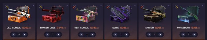 A promotional image showcasing six weapon skins for sale in a raffle, including "OLD SCHOOL" for $250, "DANCER CASE" for $145, "NEW SCHOOL" for $180, "ELITE" for $289, "SNATCH" for $305, and "PHASEBORN" for $325, each with purchase quantity selectors. The image relates to a Datdrop raffle event offering a $15,000 prize pool for four winners, running from September 9-16, requiring a minimum wager of $1,000 to enter.