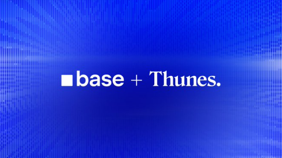 A blue graphic with white text displaying 'base + Thunes.'