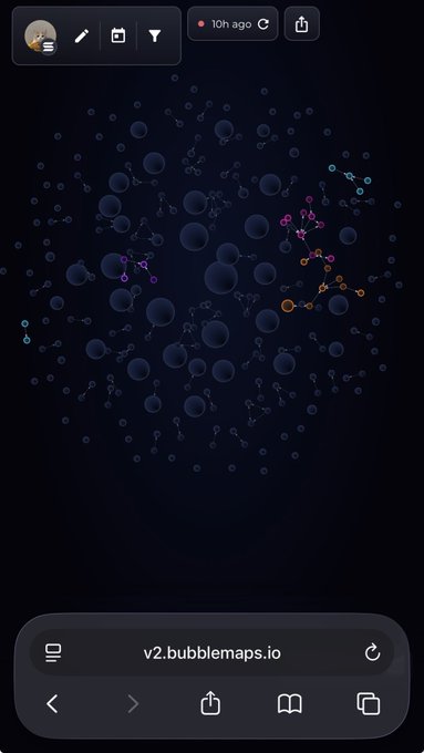 The image shows a phone screen displaying an app called "BubbleMaps", which has a blue background with white bubbles scattered throughout. The app's interface features various buttons and icons related to the app, such as a book icon on the right side of the screen and a search bar at the bottom left corner. The post about the app suggests that it is an interesting and visually appealing application for users who enjoy organic, like-the-lettuce type content.