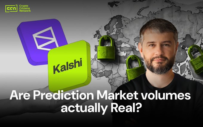 A thumbnail showing a man next to logos for 'CCN Crypto Citizens Network' and 'Kalshi' with text 'Are Prediction Market volumes actually Real?'.