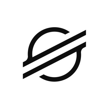 A minimalist black-and-white logo depicting a circle with a diagonal slash through it, resembling a planet or sphere with an orbital line.