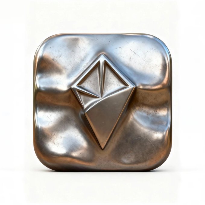 A weathered, metallic square tile with a raised diamond-shaped logo in the center, its dented and scratched surface visually reinforcing the post's theme of durability and longevity in Web3 products.