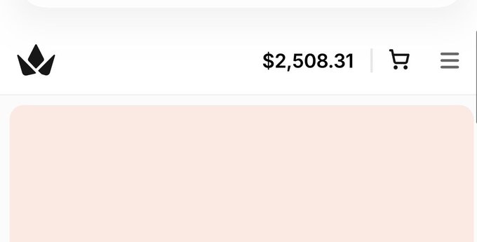 A website header displays a logo, a balance of $2,508.31, a shopping cart icon, and a menu button.