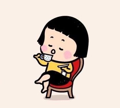 An illustration shows a small child with a black bob haircut, wearing a yellow shirt and black shorts, sitting in a red chair and holding a small cup.