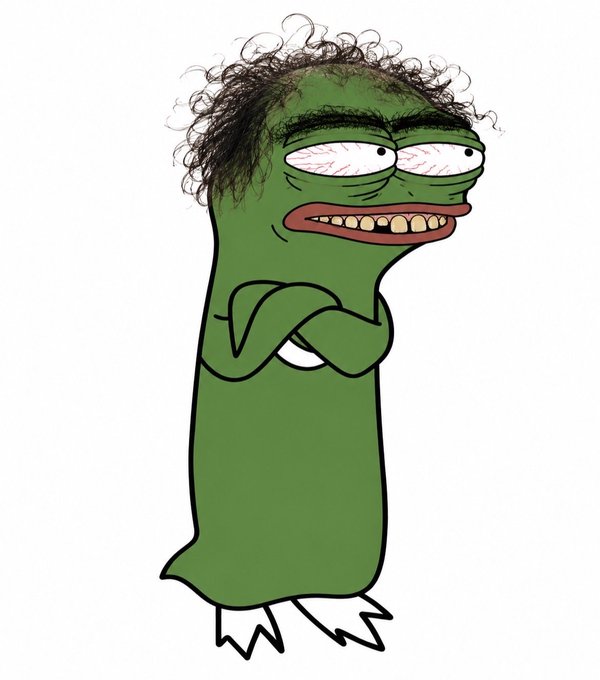 A cartoon illustration of a green, goblin-like character with messy curly dark hair, bulging bloodshot eyes, and crossed arms, displaying an anxious or angry expression.