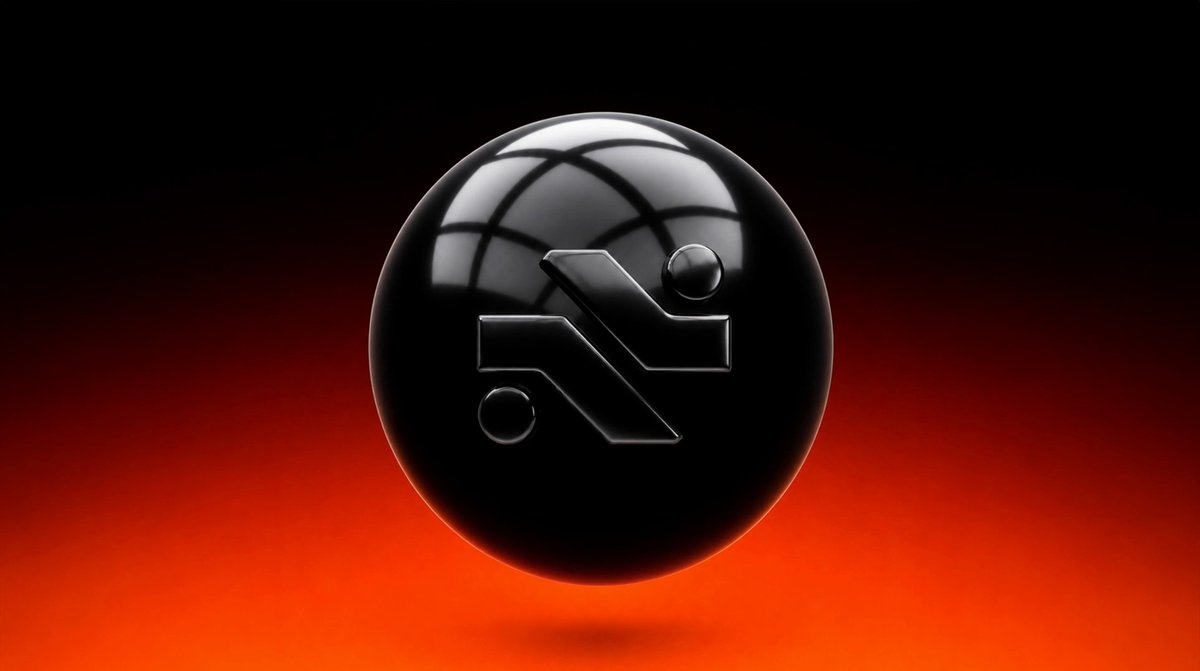 A black glossy sphere containing a white logo with a symbol that resembles a cross inside of it, surrounded by orange lighting. The caption suggests that "one person from my community" can win or be awarded this prize.