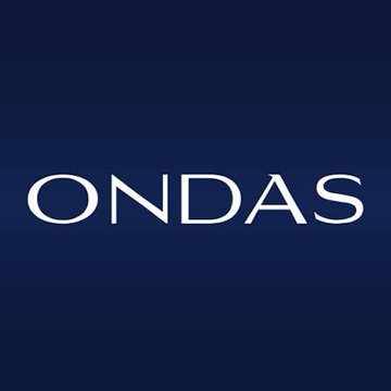 The image displays the word "ONDAS" in bold white text against a deep navy blue background, representing the ticker symbol $ONDS referenced in the post about the drone sector's anticipated growth. The clean, minimalist design serves as a brand identifier for Ondas Holdings, one of the two companies highlighted as a potential pick in the drone industry investment opportunity.