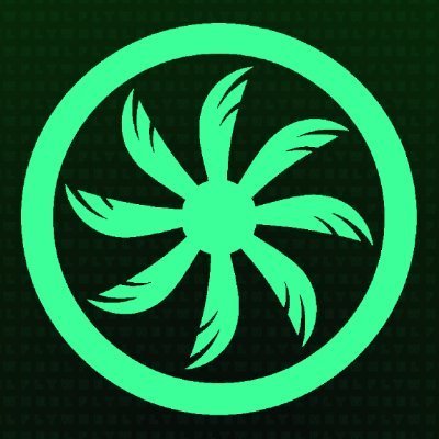 A glowing green pinwheel logo (resembling the Asana symbol) is shown on a dark, pixelated background, with no visible text or numbers. The image appears to symbolize a "spinning" new opportunity or dynamic shift in the crypto space, aligning with the post's message about catching a generative wave early with memecoins.