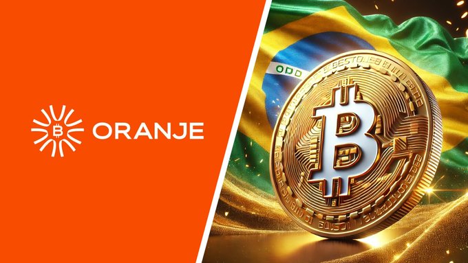 The image presents a coin, possibly Bitcoin, featuring the word "Oranje" written in white letters on its surface. This coin has the value of 20 Bitcoins displayed below it, as well as an additional detail about the coin's purchase price being $75,347 per Bitcoin. The text indicates that this coin is related to the OranjeBTC wallet and a specific investment in the market. The image also contains information about how much capital can be allocated directly to the Bitcoin purchases and why this particular investment strategy has been chosen for those who opt into it.