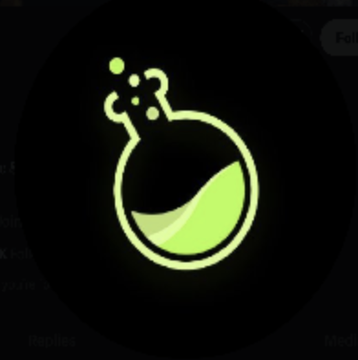 The image shows a glowing green chemistry flask icon on a black background, likely serving as a visual symbol or logo associated with the LAB token mentioned in the post. It has no relation to the content of the post, which discusses a significant deposit and sale of 18.4 million LAB tokens worth $18.3 million that caused a 54% price drop on Aster DEX.