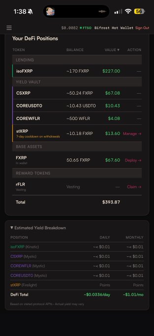 In the image, a cell phone screen displays a detailed information about a cryptocurrency exchange platform called "FlareWatch.io". The text on the screen indicates that the platform is working on expanding coverage of defi protocols on its FlareWatch page. This means that they are actively improving or adding more functionality to include various cryptocurrency exchanges and trading platforms, which will be visible in future updates or versions of the app. Users can expect to see a wider range of projects and options when using the platform for trading or investing in cryptocurrency.