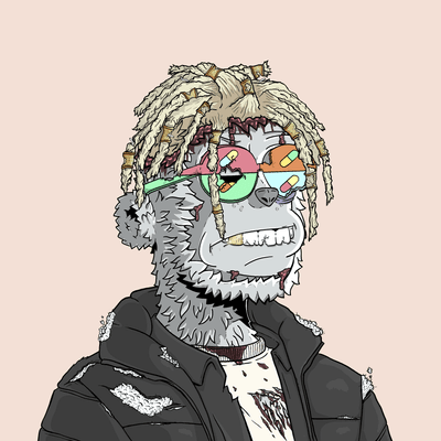 A digital cartoon illustration of a character with blonde dreadlocks, wearing a black winter jacket and 3D glasses reflecting colorful images, with a wide toothy grin.