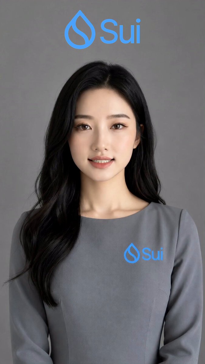 The image features a woman with long hair wearing a gray dress, standing against a grey background. She has her arms crossed over her chest and is smiling at the camera. The text "Sui" can be seen in the image as well.