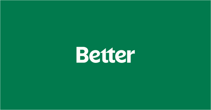 The image features a solid green background with the white text "Better" centered in a bold font, representing the brand logo of Better Mortgage. This aligns with the post announcing Better Mortgage's partnership with Coinbase to offer a Bitcoin-backed mortgage product, allowing eligible U.S. borrowers to use BTC as collateral for their home down payment.