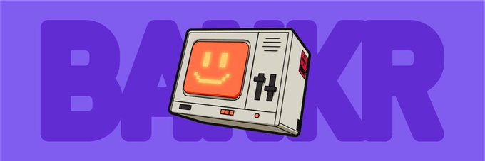 The image features an old-fashioned TV with a smiley face drawn above it, which reads "BASKR" written below it. The text "Every now and then we get some $BNKR FUD", meaning that there is a business named "BASKR" in the image, has been added to emphasize its importance or relevance to the current discussion about the post.