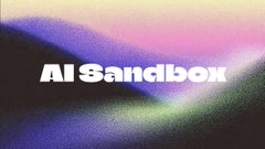 A digital banner reading 'AI Sandbox' over a colorful gradient background.