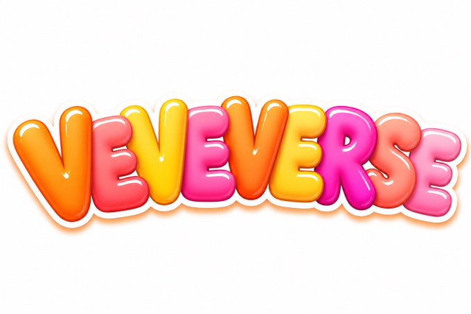 Colorful 3D bubble-style text reading 'VENEVERSE' in orange, pink, and yellow lettering.
