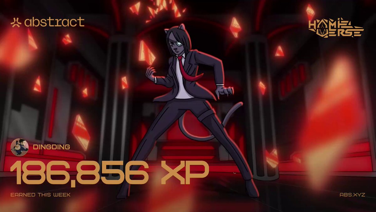 The image features a cartoon character, possibly a woman or a man, standing in front of a red background with lots of sparks flying around them. The character appears to be wearing a suit and tie, giving off an air of sophistication. In the top right corner of the image, there is text that reads "Happy XP day! 本周获取XP 186k,依旧老三样Tollan+Mog+Cambria升级到白金 两居钻石比5周 keep building". The character is positioned in front of a red background with lots of sparks flying around them, and the text above them reads "Happy XP day! 本周获取XP 186k,依旧老三样Tollan+Mog+Cambria升级到白金 两居钻石比5周 keep building".