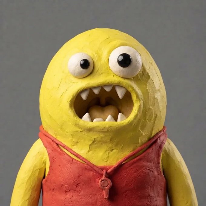 A claymation-style yellow monster figure with wide eyes and sharp teeth wears an orange hoodie, likely serving as a quirky mascot for the NFT mint event. The character's shocked expression matches the urgent call-to-action reminding viewers to set notifications for the September 18 drop at 3 PM UTC.