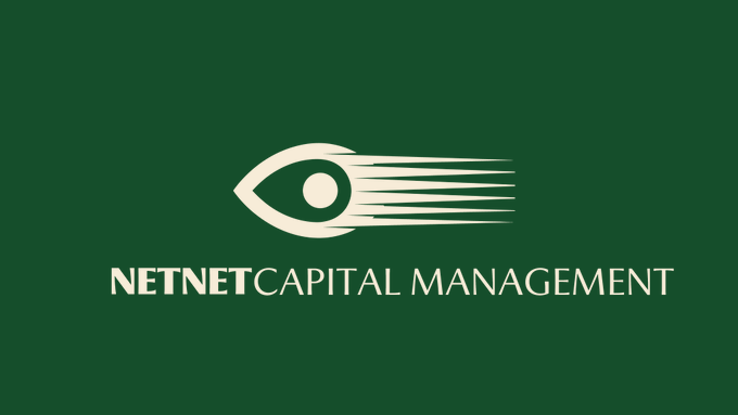 The image displays the NetNetCapital Management logo, featuring a stylized cream-colored eye with comet-like trails on a dark green background, alongside the company name in bold cream lettering.

This logo serves as the branding header for an investor update from NetNet Capital Management, highlighting their "RW-Play Ecosystem" with $428,424 in total volume and $192,138 in prizes across six live games, teasing an upcoming major game release.