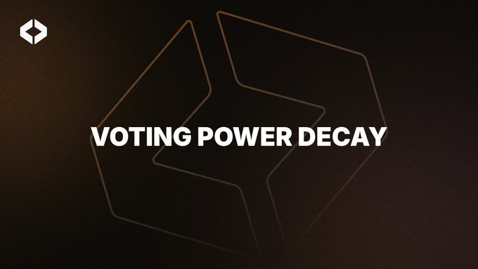 A dark thumbnail with the text 'VOTING POWER DECAY' displayed in white over a geometric orange line-art logo.