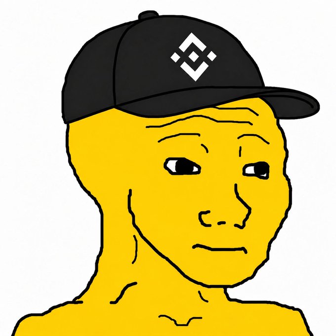 A yellow Wojak-style character wears a black BNB (Binance) cap, looking on with a melancholic expression. The image relates to the post by depicting the crypto community's ignorance of "Jaktober"—a Wojak art event taking place throughout October.
