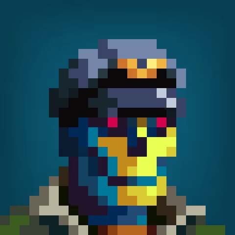 A pixel art portrait of a character with a cap, blue-tinted face, red eyes, and gold/yellow accents on a dark teal background, serving as a celebratory image for GenuinelyUndead's 4-year anniversary. The stylized avatar reflects the NFT/blockchain theme of the shoutout from TribeTwit, honoring their role as a leading CTO in the space.