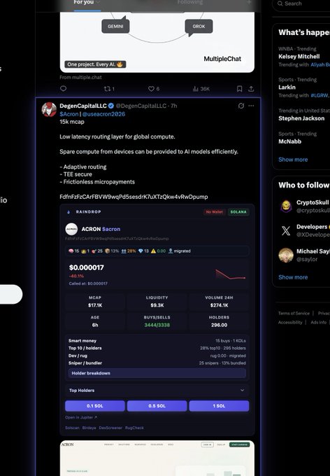 The image shows a screenshot of a social media platform with a post that has been tagged with the hashtag #RaindropV3. The post includes information about a new update, which has been integrated into the Raindrop app using an @gmgnai API. This integration allows users to see more relevant details about the token they posted without having to search for it on their own. The post also mentions smart money wallets and KOL wallets, indicating that the update may be related to these specific types of wallets or services provided by the Raindrop platform.
