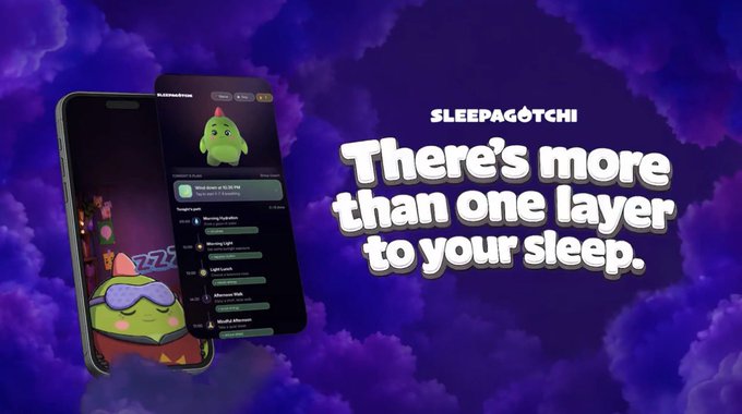 The image features a cell phone with an app icon of a green monster, which appears to be a sleep app. The background of the image is purple, creating a visually appealing contrast with the green monster icon. Below the image, there's text that reads "There's more than one layer to your sleep." This suggests that the app might provide multiple layers or features for users to enhance their sleeping experience.