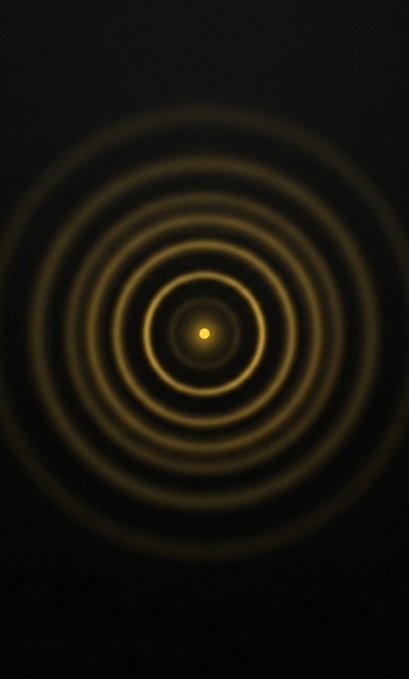 A visualization of concentric rings radiating from a central yellow point on a dark background, resembling waves or a solar system.