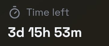 A timer display showing 'Time left: 3d 15h 53m' on a dark background.