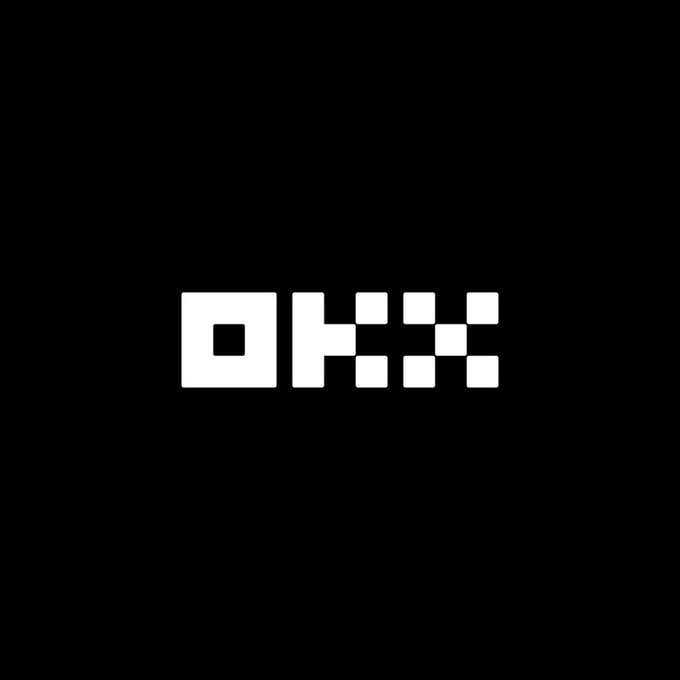A black screen featuring a white pixelated logo that reads 'OKKK'.