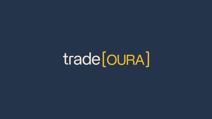 The logo "trade[OURA]" is displayed in white and yellow text against a dark navy blue background. This branding aligns with the announcement that OURA's pre-IPO perpetual contracts are now available for trading via MetaMask.