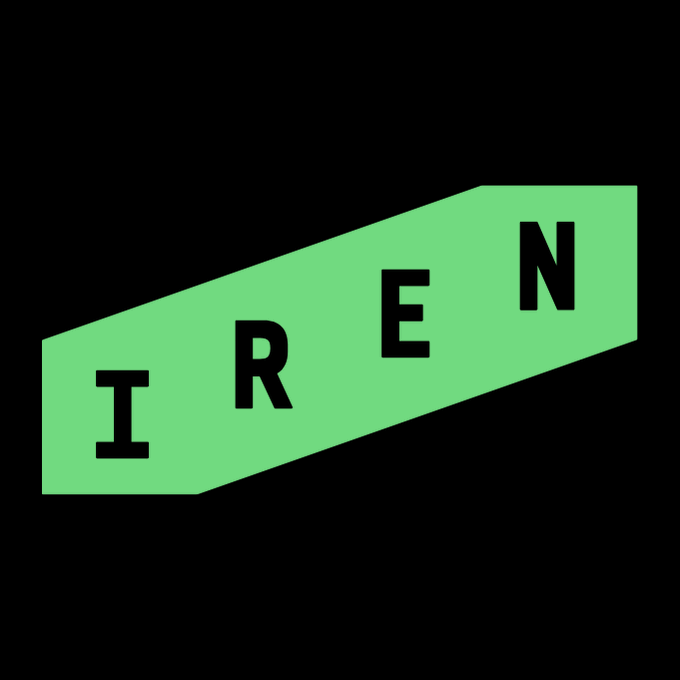 A green trapezoidal logo on a black background displays the word 'IREN' in bold black capital letters.
