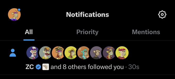 The image shows a social media app with a black background, displaying notifications for users. The main focus is on the "Notifications" section of the app, which has a list of different types of notifications such as mentions, messages, and status updates. There are also icons representing various social media platforms like Facebook, Instagram, Twitter, and more. 

The post includes an image of a person with a caption that reads: "If you don't understand the power of @BoredApeYC then you probably never will Greetings to all my new Chinese friends". The main idea behind this post is to encourage users to engage with their notifications, as it seems like they are receiving multiple types of messages from different platforms.