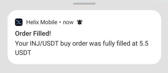 The image shows a text message posted on social media by someone named "Accumulation I bought more $INJ today", which implies that they have recently purchased or invested in bitcoin. The post also mentions the order fulfillment process for the product they bought, stating that the "$INJ was fully filled at 5.5*USDT". The post does not provide any specific information about the image content; it merely discusses their recent purchase and the transaction status.