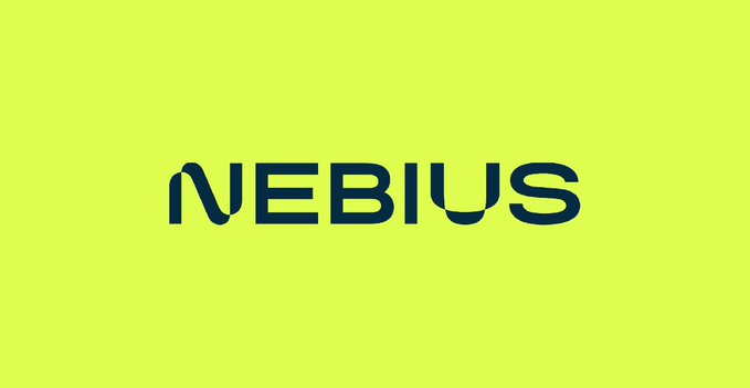 A logo for 'NEBIUS' displayed in dark blue text on a bright yellow-green background.