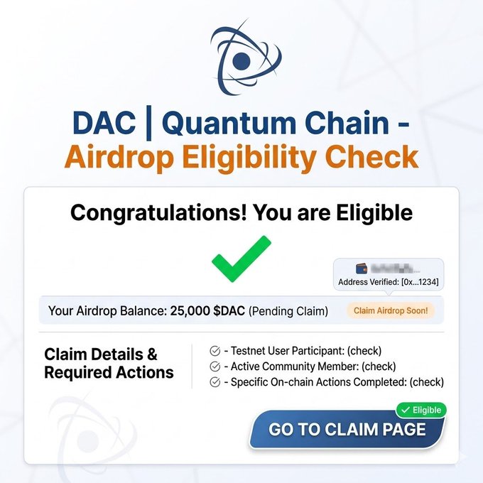 "DAC Chain Official TGE Update According To The @dac_chain roadmap, TGE is expected in Q2 2026 Many users are asking: How did you qualify?"