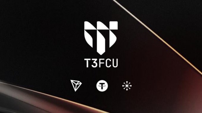 The image features a logo for a company called T3 Financial Crime Unit (TCU). The logo consists of three distinct shapes, each representing a different cryptocurrency: a shield, a triangle, and a snowflake. These symbols are arranged in a triangular formation with the TCU logo positioned at the center. Below the logo, there is text that reads "T3 FCU" and "Since its launch in September 2024". The image also includes a caption that says "Focus on what is in the image and how it relates to the post".