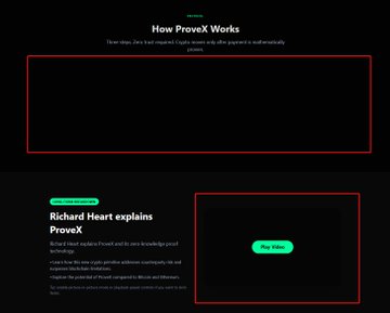 The image presents a screenshot of a website that has two main elements - a large section filled with black text against a white background, which appears to be the header or footer area; and another small square of green and red content situated within this same black portion, possibly representing some sort of button or interactive element. 
The overall layout suggests an update has been implemented on the website where new information is now displayed prominently in both areas, as indicated by a caption that reads: "#ProveX update! Someone’s really putting in the effort. Looks like all the issues mentioned in the post have already been fixed." This could suggest that the updates were made to enhance user experience or address any existing issues.