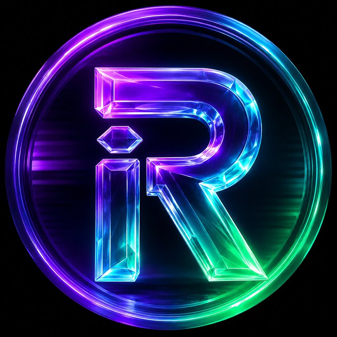 ircvqy9r is a logo for an organization or business, which has been designed with a circular shape that features a purple and blue color scheme. The letters "R" are written in a cursive font, and they appear to be glowing neon colors against a black background. This design choice makes the logo stand out and easily recognizable.