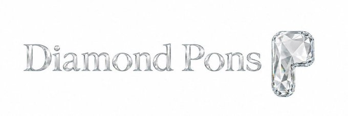 A sleek logo featuring the text "Diamond Pons" in a metallic silver font, with the letter "P" stylized as a sparkling diamond. The design visually reinforces the meme coin's branding around diamond hands and conviction, matching the $DPONS token's minimalist aesthetic.