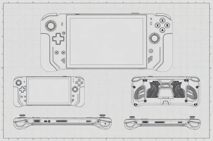 The image features a black and white line drawing of two Nintendo Wii game controllers, including a front view and side view. One controller has a unique design with a large screen and buttons, while the other one appears more traditional with a smaller screen and fewer buttons. The drawing is placed on top of a sheet of graph paper, which adds an artistic touch to the overall presentation.
