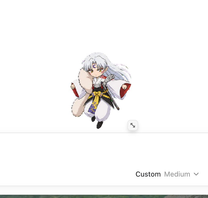 An anime-style character with white hair and a crescent moon mark on her forehead, wearing a white robe with fur trim and a yellow sash, displayed against a white background with a 'Custom Medium' label.