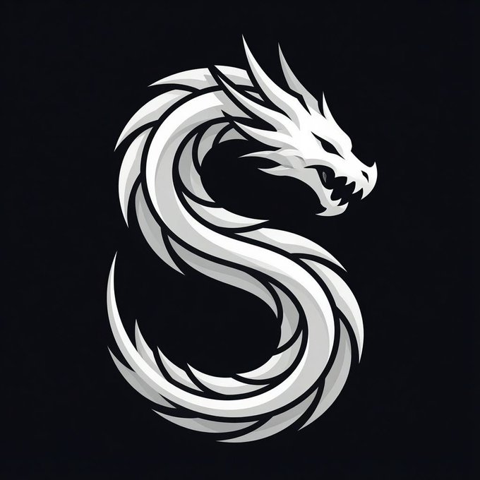 A stylized silver and grey dragon logo forming the letter 'S' on a dark grey background.